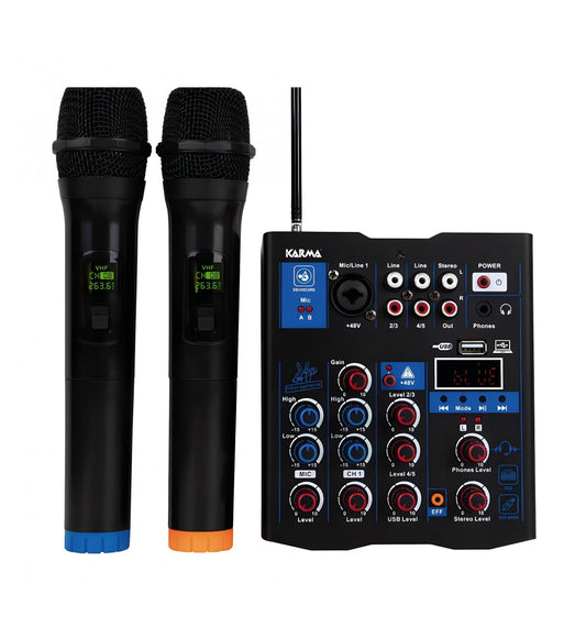 Karma MXW 5 — Mezclador 5 Canales con Doble Micro Inalámbrico y USB