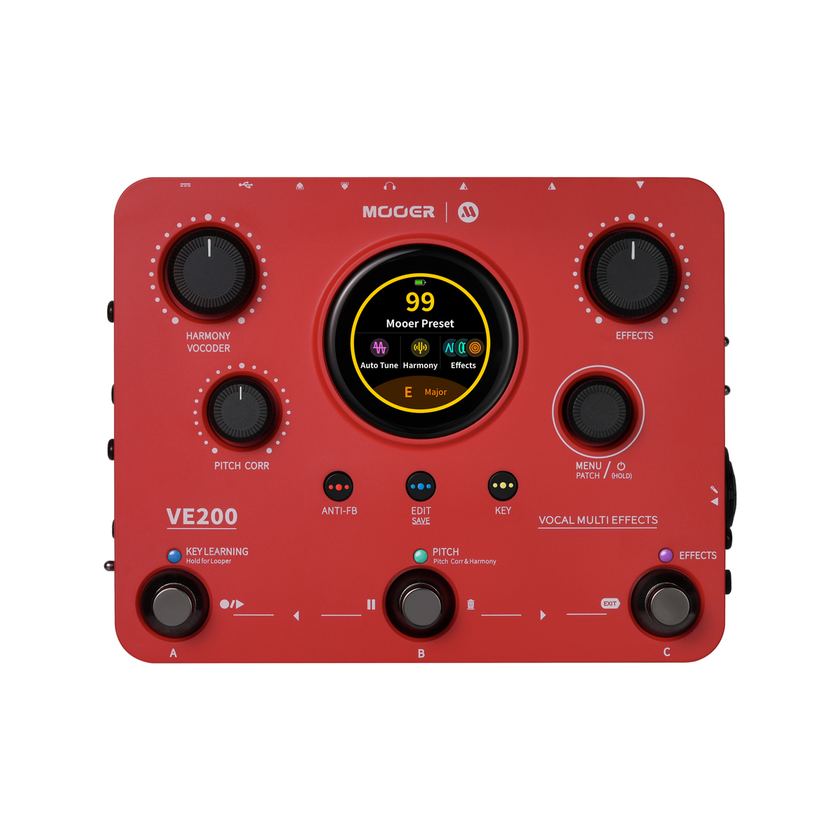 Mooer VE200 Pedal multiefectos vocal con batería y armonías