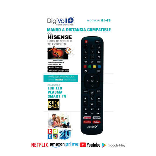 DigiVolt HI-49 Mando Universal Compatible con TV Hisense