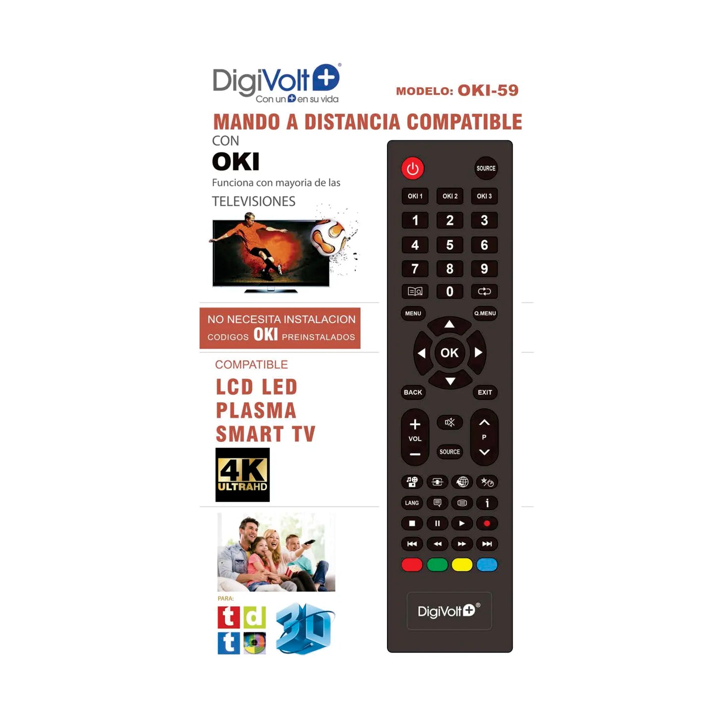 DigiVolt OKI-59 Mando Universal Compatible con TV OKI