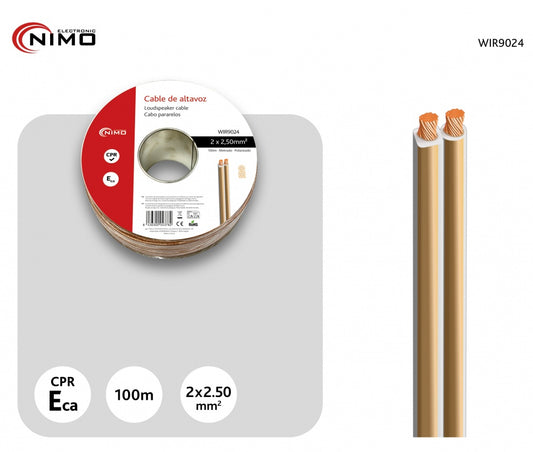 NIMO WIR9024 | Bobina Cable Altavoz Transparente Polarizado 2×2,5mm