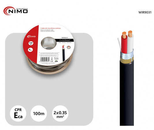 Cable Micrófono Estéreo Apantallado 100m Carrete | WIR9031